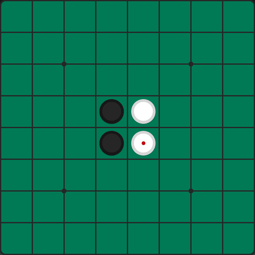 Reversi board after the first four moves