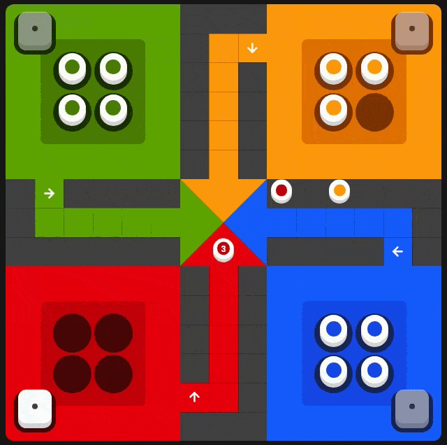Ludo piece captures an opponent's piece and sends it back to its base